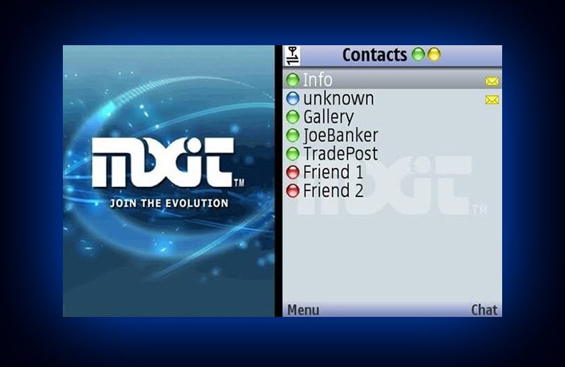 Screenshot of Mxit Contatcs menu