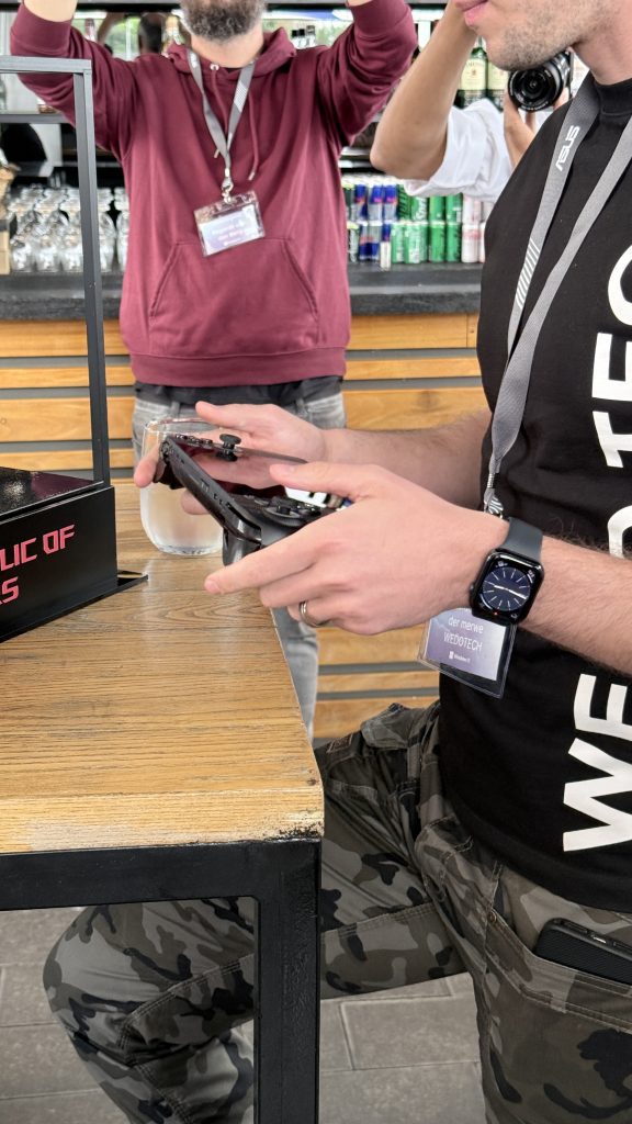 ROG Xbox Ally X in hand at ROG launch event