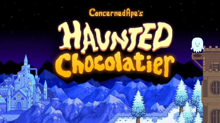 Eric Barone’s Haunted Chocolatier showing its haunted castle, chocolate shop and pixel-art world