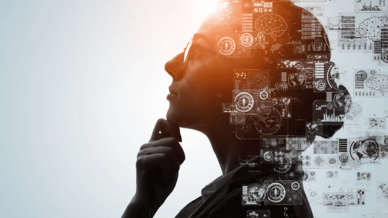 Business executives using artificial intelligence during an office meeting