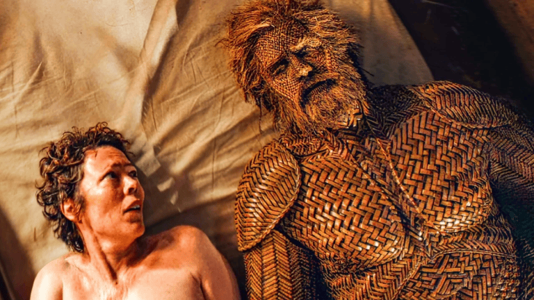 Alexander Skarsgård wearing the handmade wicker suit in the romantic fantasy film Wicker